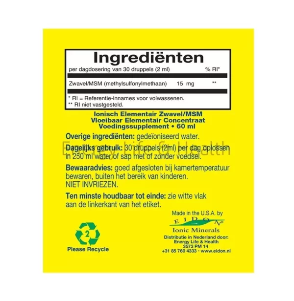 eidon_zwavel_ingr_ Eidon Ionisch vloeibaar Zwavel/MSM